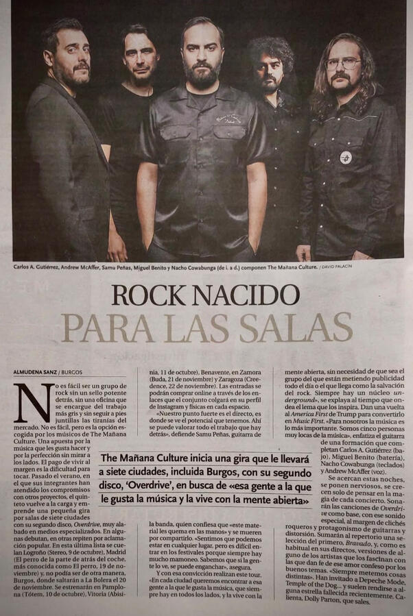 "Rock nacido para las salas" Diario de Burgos, Almudena Sanz, 17 septiembre 2026